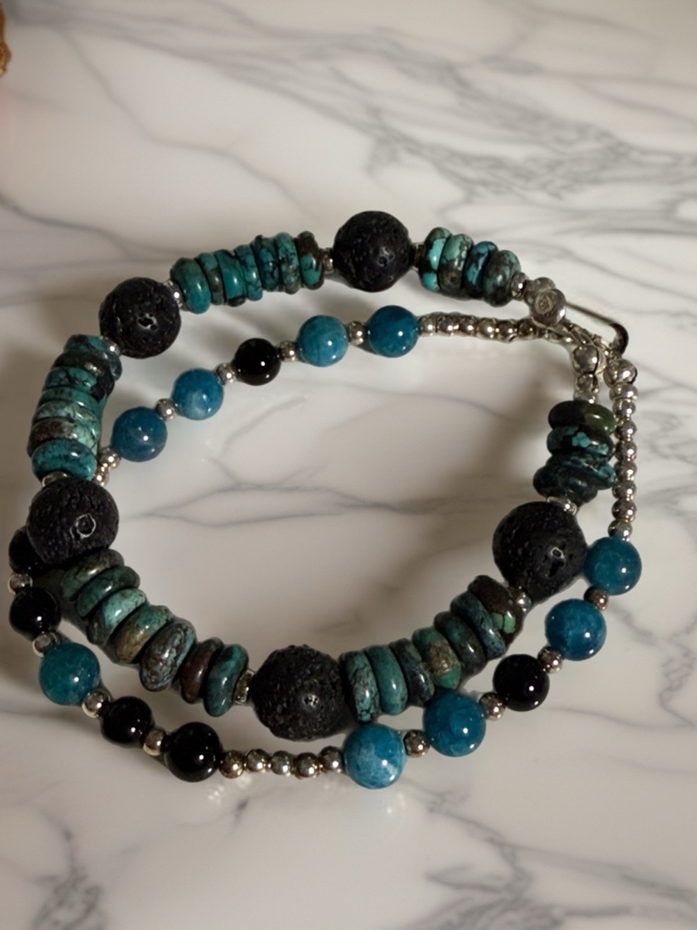 Sterling Turquoise & Lava Bead Bracelet Notre Studio design